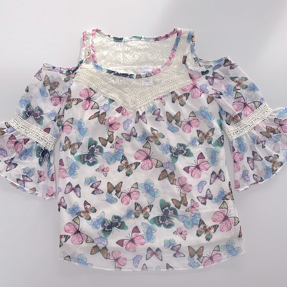 Arizona Jean Co Cold Shoulder Butterfly Blouse Boho, size M (10-12) NWOT